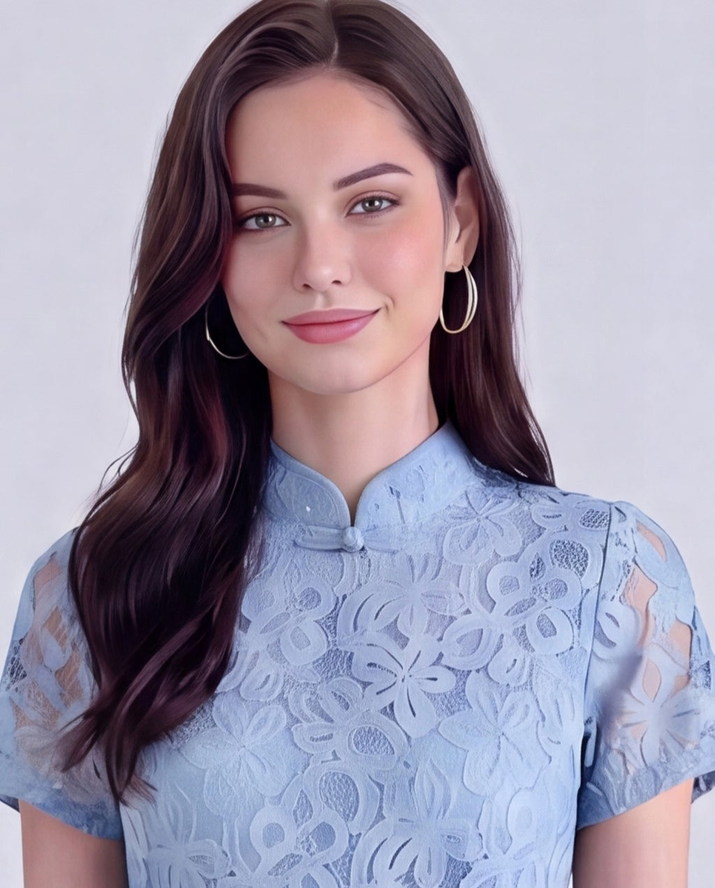 Cleo Mavi Dantel Midi Elbise