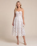 Sposa Beyaz Straplez Dantel Midi Elbise